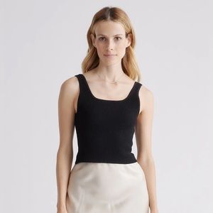 Quince cropped square neck ribbed knit tank